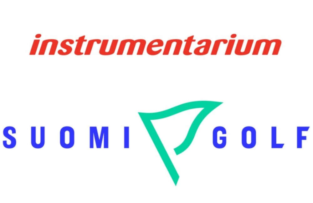 Kuvassa Instrumentariumin ja Golfliiton logot.