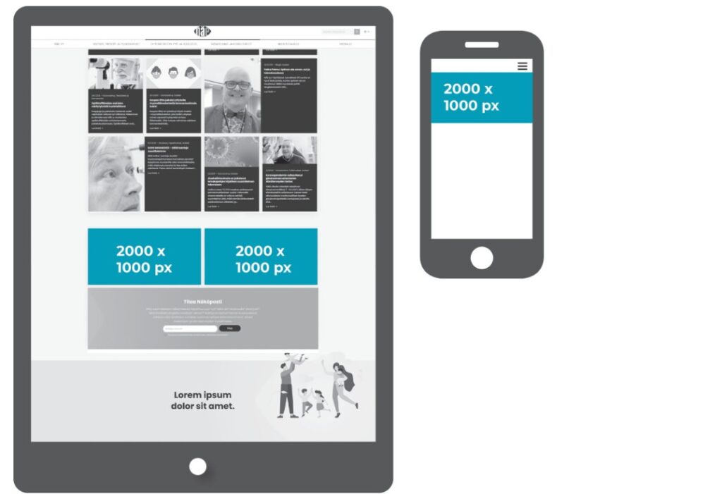 Verkkosivun bannerikuvien koot.