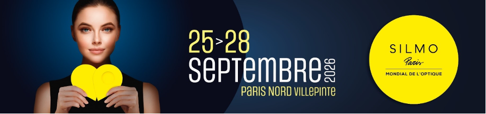 An event banner for SILMO Paris 2026. The banner reads: "25–28 Septembre 2026, Paris Nord Villepinte"